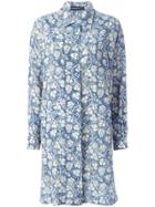 Louis Feraud Vintage Vine Print Shirt Dress - Blue