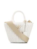 Prada Middolino Straw Bucket Bag - White