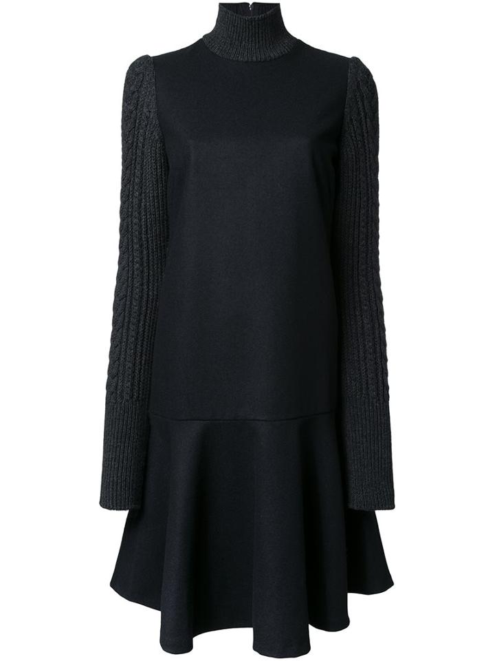 Le Ciel Bleu 'knit Sleeve Flare' Dress, Women's, Size: 36, Blue, Wool