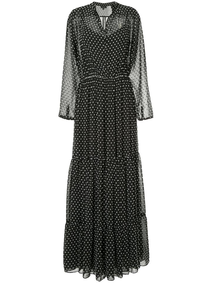 Saloni Polka Dot Print Maxi Dress - Black