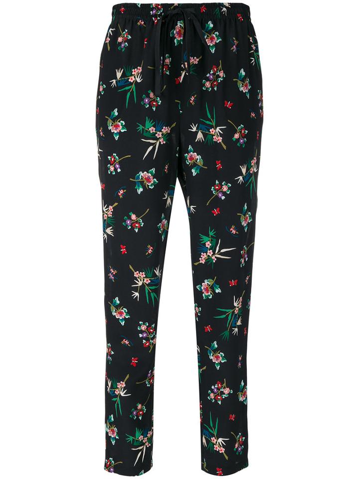 Red Valentino - Floral Trousers - Women - Silk/polyester - 42, Black, Silk/polyester