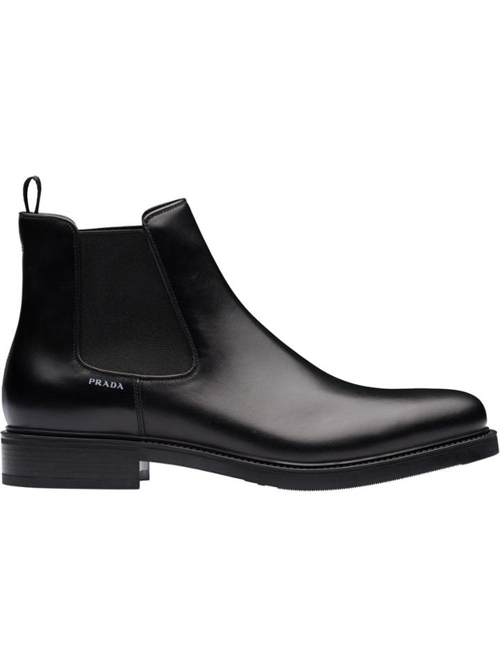 Prada Leather Chelsea Boots - Black
