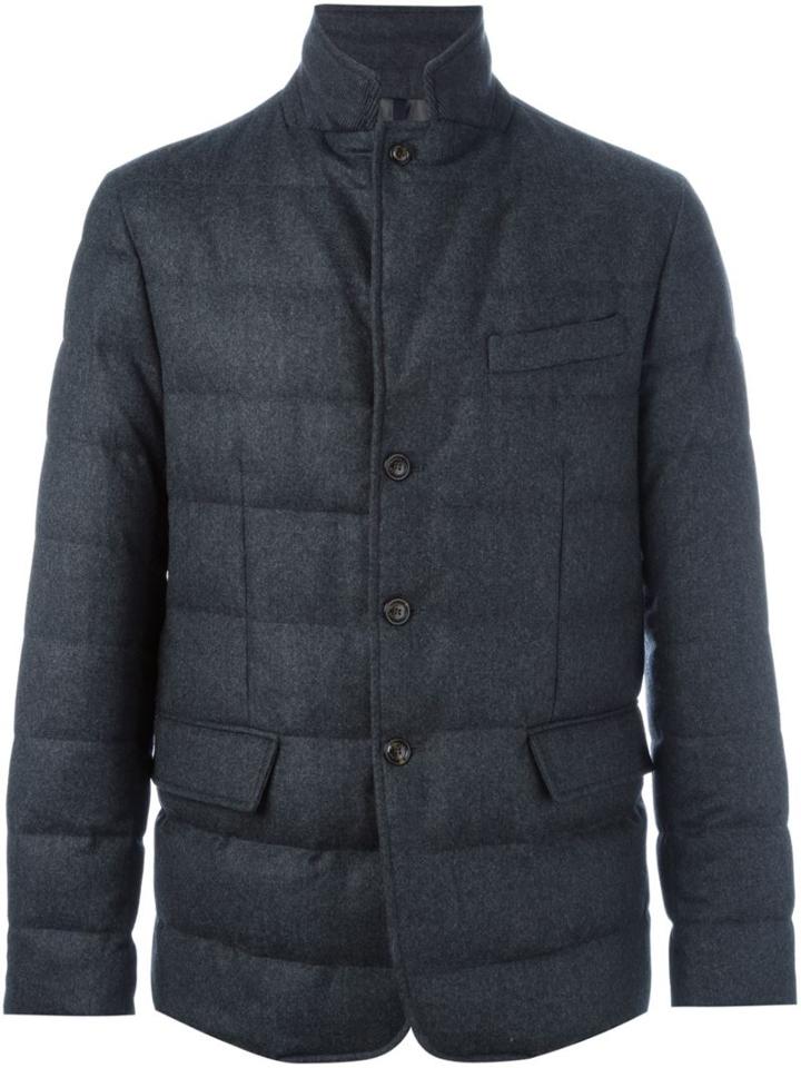 Moncler 'rodin' Jacket, Men's, Size: 5, Grey, Feather Down/polyamide/wool
