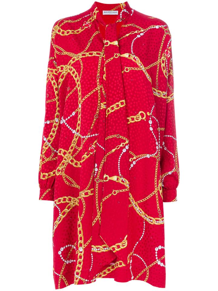 Balenciaga Semi Fitted Dress - Red