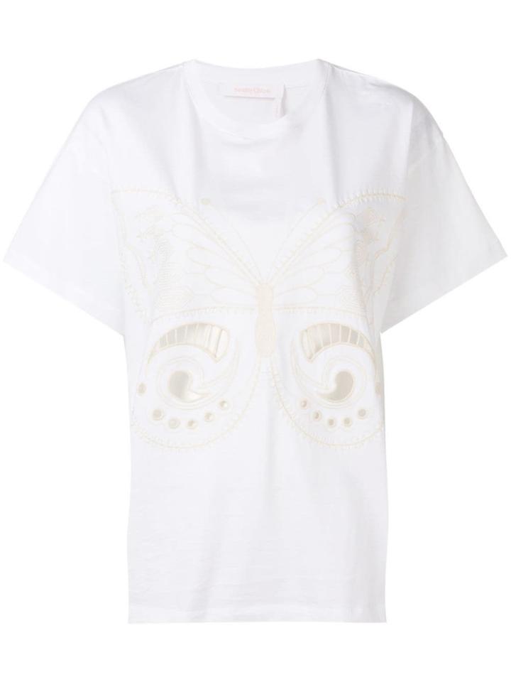 See By Chloé Embroidered Butterfly T-shirt - White