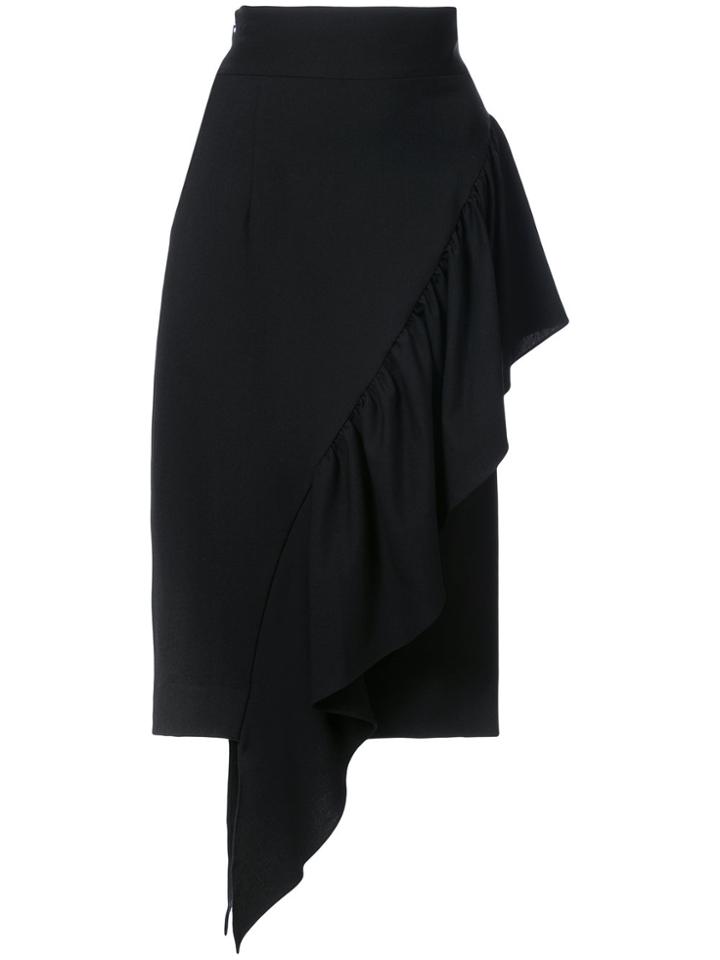 Milly Asymmetric Frilled Skirt - Black