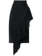 Milly Asymmetric Frilled Skirt - Black