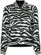 R13 Zebra Print Bomber Jacket, Women's, Size: Large, Black, Silk/viscose