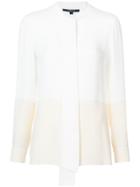 Derek Lam Long Sleeve Bicolor Blouse With Neck Ties - White