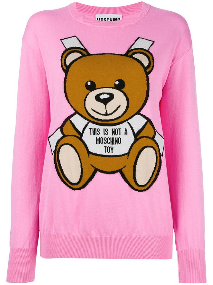 Moschino Toy Bear Paper Cut Out Jumper, Women's, Size: Small, Pink/purple, Cotton