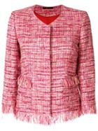 Tagliatore Fringed Tweed Jacket - Pink & Purple