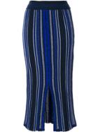 Mame Kurogouchi Striped Knitted Midi Skirt - Blue