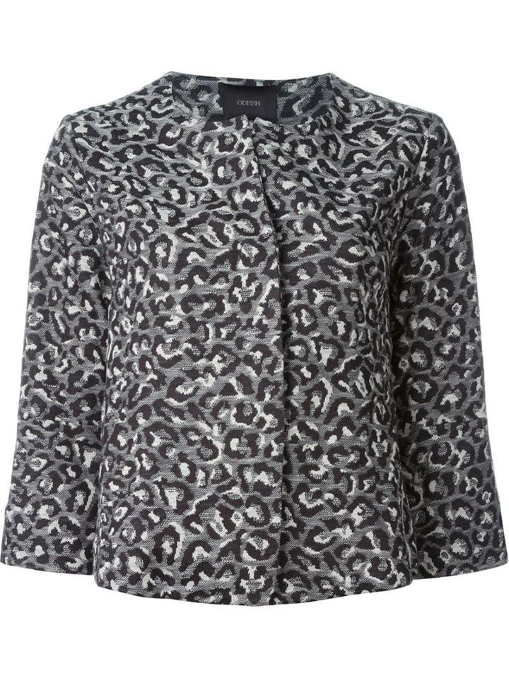 Odeeh Leopard Jacquard Jacket, Women's, Size: 36, Grey, Cotton