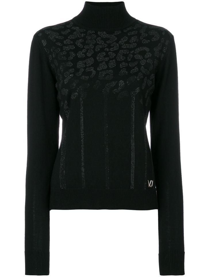 Versace Jeans Leopard Ribbed Jumper - Black
