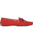 Tod S Gommino Driving Shoes, Women's, Size: 37, Red, Rubber/leather