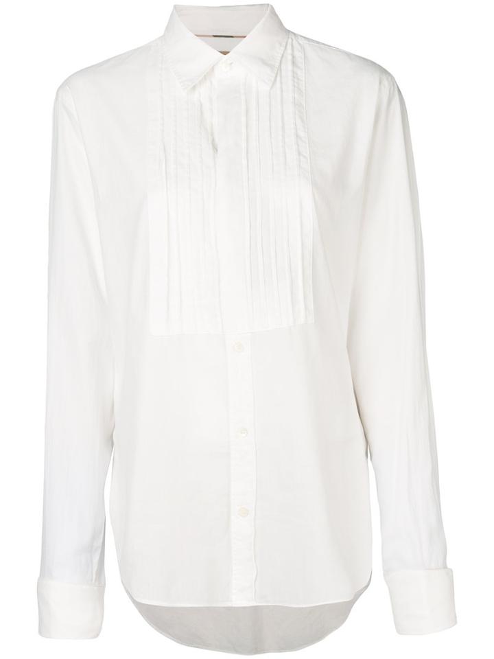 Burberry - Ribbed Panel Shirt - Women - Cotton - Xs, White, Cotton