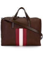 Bally Striped Detail Tote, Adult Unisex, Brown, Leather