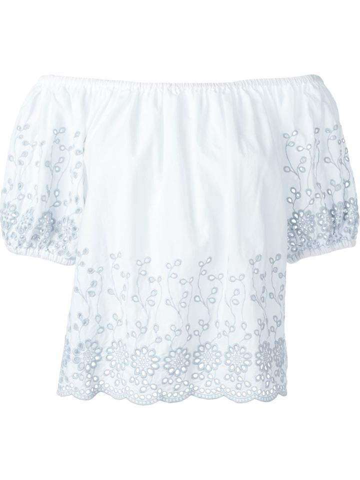 See By Chloé Broderie Anglaise Off-shoulder Top, Women's, Size: 36, White, Cotton