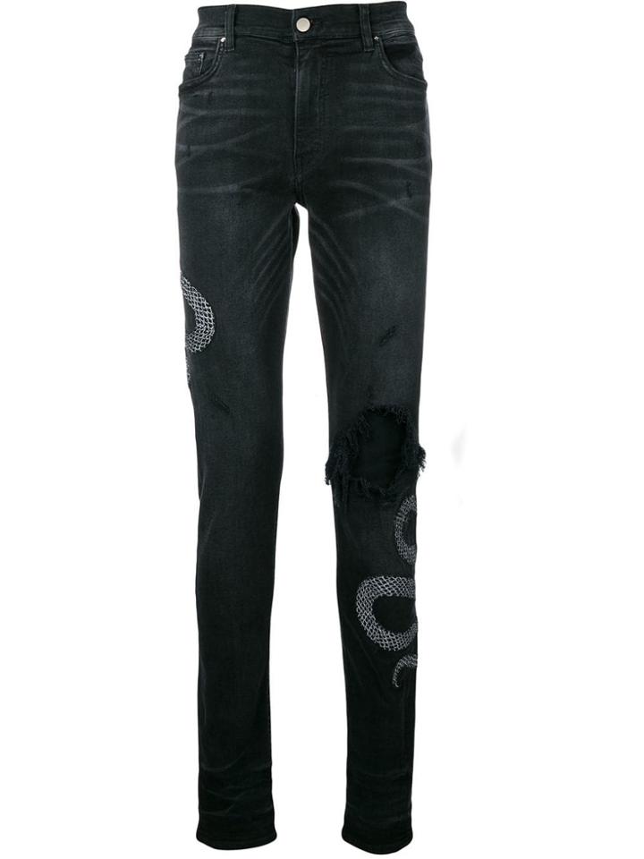 Amiri Snake Pattern Jeans - Black