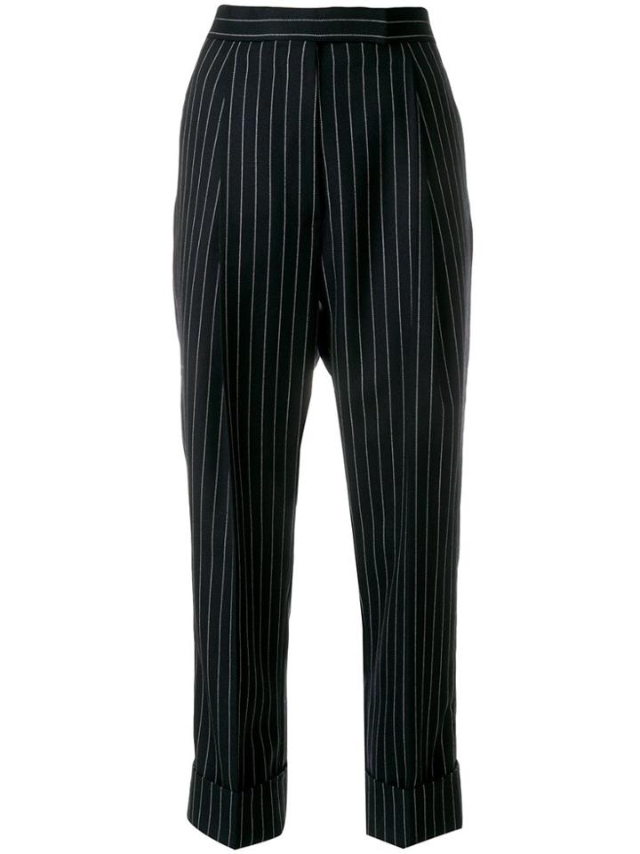 Thom Browne Chalk Stripe Twill High Waist Trouser - Blue