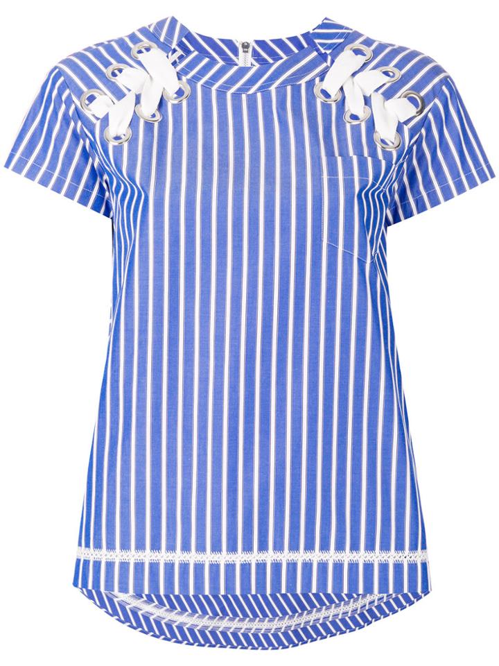 Sacai Striped Eyelet Shirt - Blue