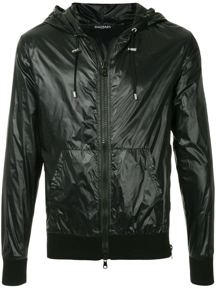 Balmain Printed Zipped Hoodie - Black