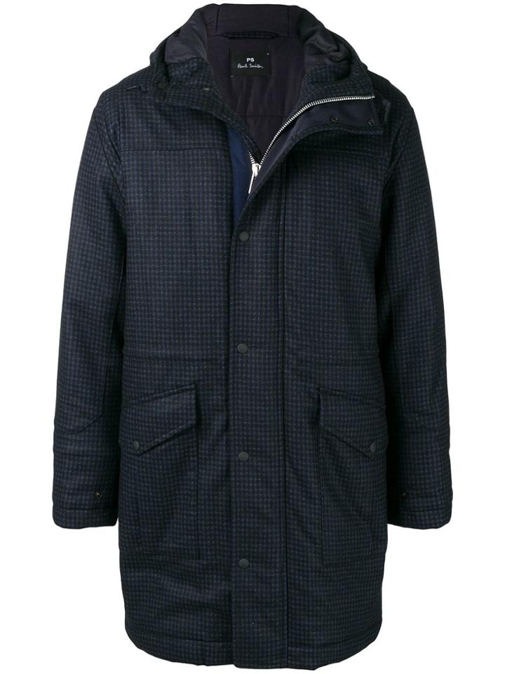 Ps By Paul Smith Checked Padded Coat - Blue