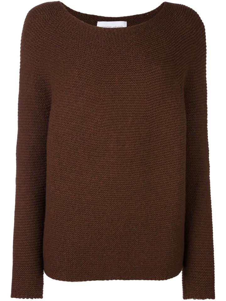 Christian Wijnants Crew Neck Jumper, Women's, Size: Small, Brown, Nylon/spandex/elastane/mohair/alpaca