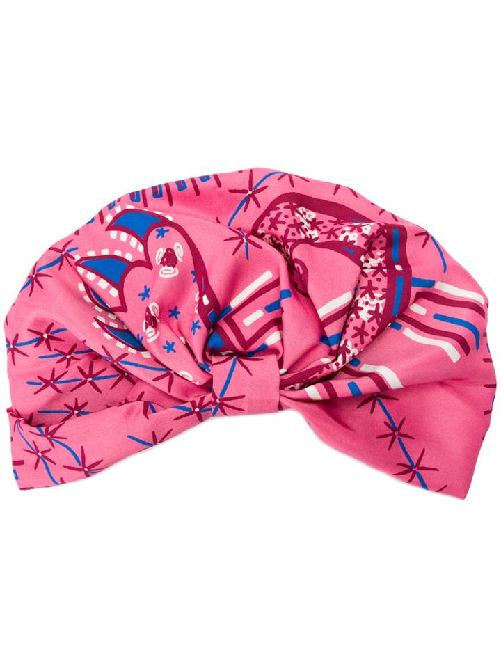 Valentino Printed Turban - Pink & Purple
