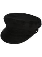 Manokhi - Suede Officer's Cap - Women - Leather - One Size, Black, Leather