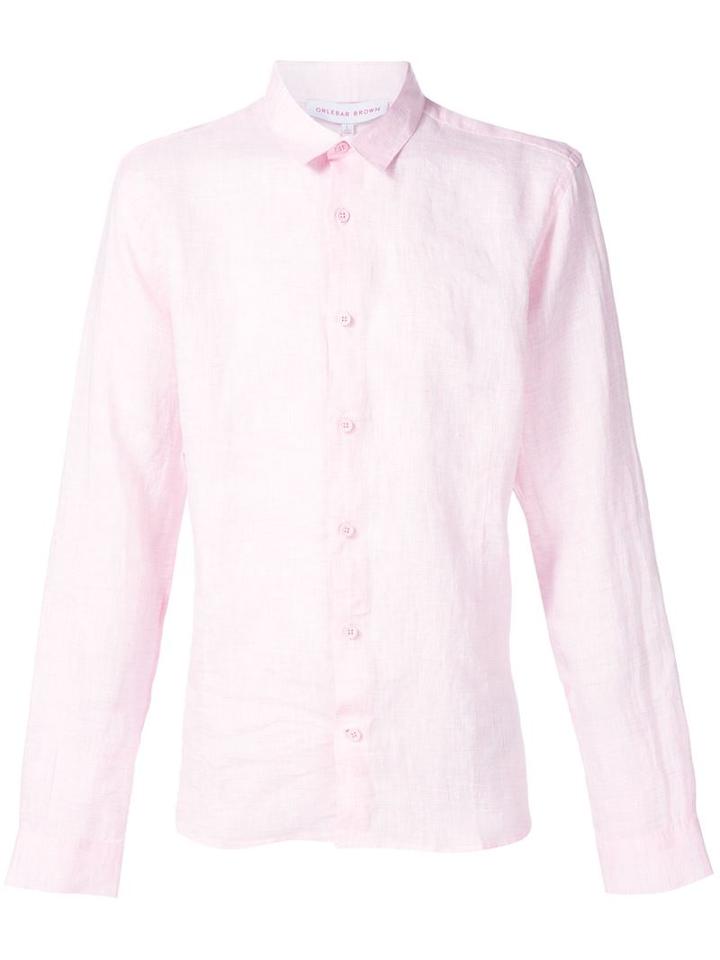 Orlebar Brown 'the Morton' Shirt, Men's, Size: Large, Pink/purple, Linen/flax