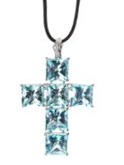 Gavello Cross Pendant Necklace, Women's, Blue, Gold