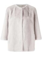 Yves Salomon Three-quarters Sleeve Jacket, Women's, Size: 38, Grey, Mink Fur/silk/polyester