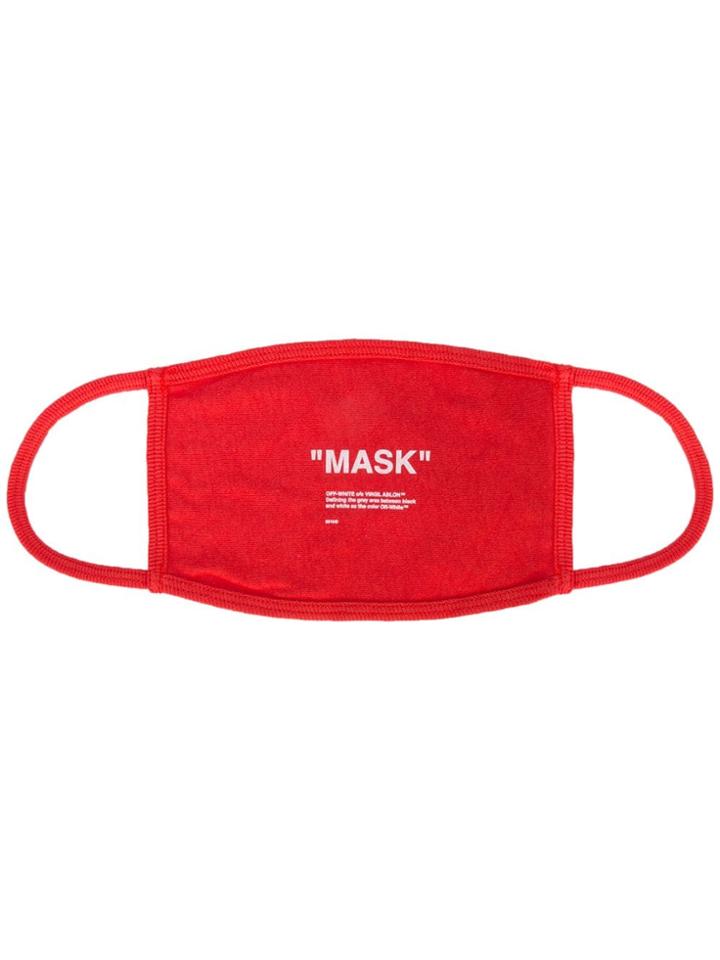 Off-white Quote Face Mask - Red