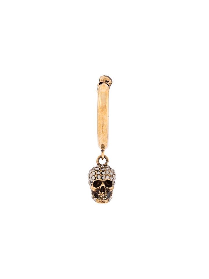 Alexander Mcqueen Pave Skull Pendant Earring - Gold