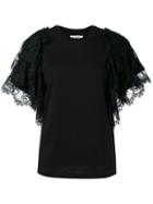 Ainea Ruffle Sleeve T-shirt, Women's, Size: 44, Black, Cotton