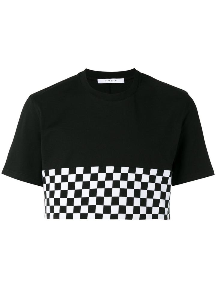 Givenchy Check Panel Cropped T-shirt, Men's, Size: Medium, Black, Cotton
