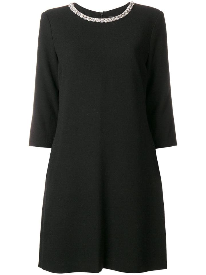 Ermanno Ermanno Embellished Neckline Dress - Black
