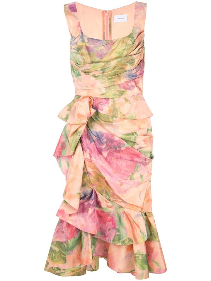 Marchesa Printed Ruffle Dress - Pink