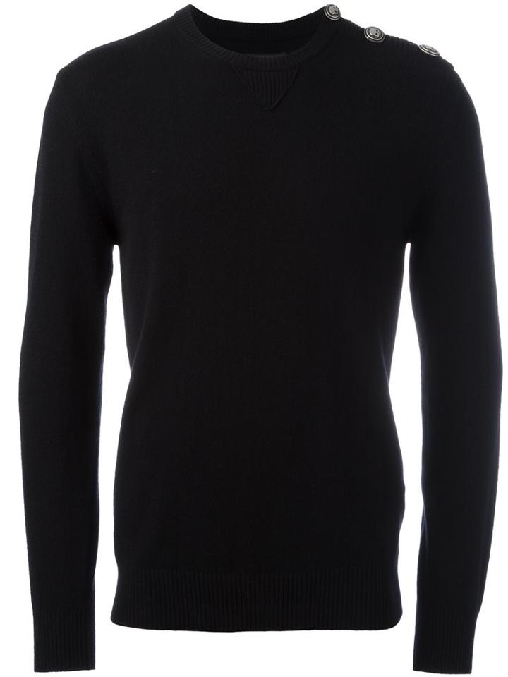Hydrogen Crew Neck Jumper, Men's, Size: Small, Black, Cashmere/merino