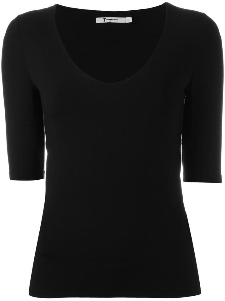 T By Alexander Wang Cut Out Back Top, Women's, Size: Xs, Black, Modal/spandex/elastane