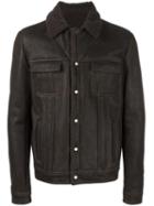 Salvatore Santoro Button Front Collared Jacket, Men's, Size: 50, Brown, Sheep Skin/shearling