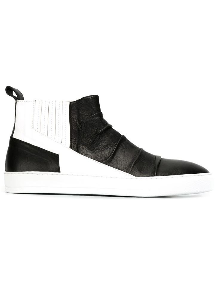 Alexandre Plokhov Contrast Panel Slip On Creased Sneakers, Men's, Size: 40, Black, Leather/rubber