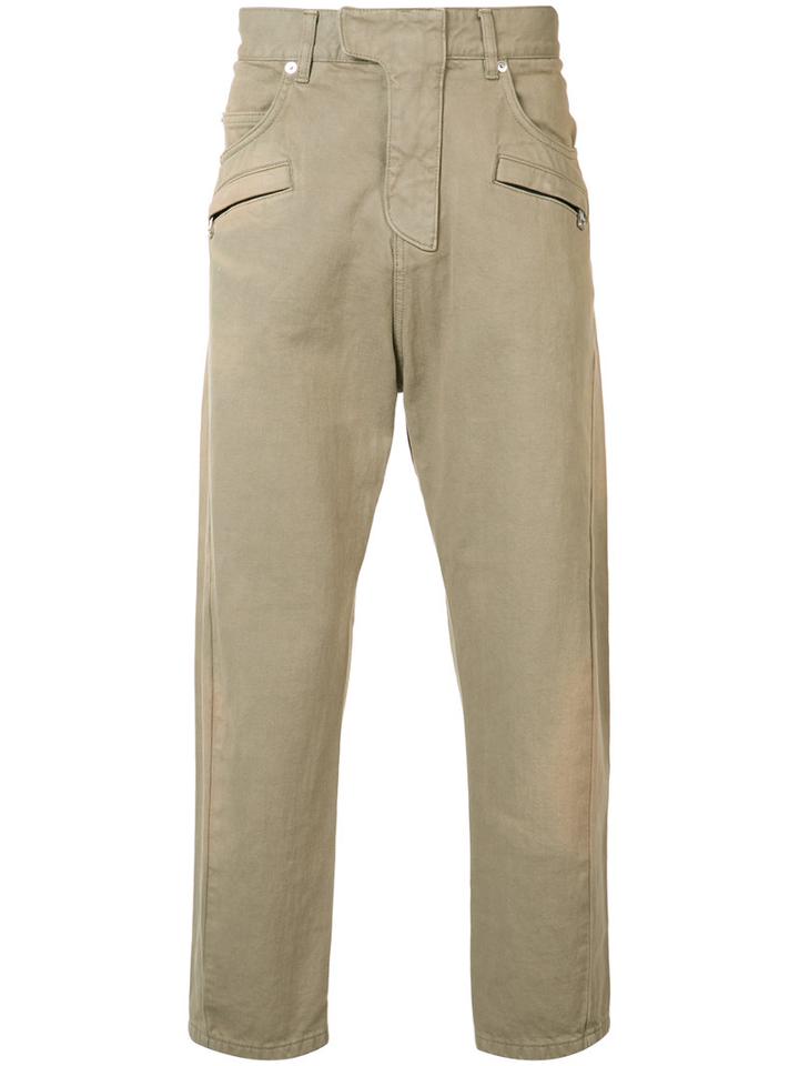 Balmain Biker Fly Baggy Trousers, Men's, Size: 34, Brown, Cotton
