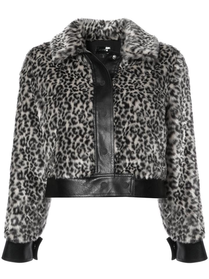 Mother Leopard Print Cropped Jacket - Brown
