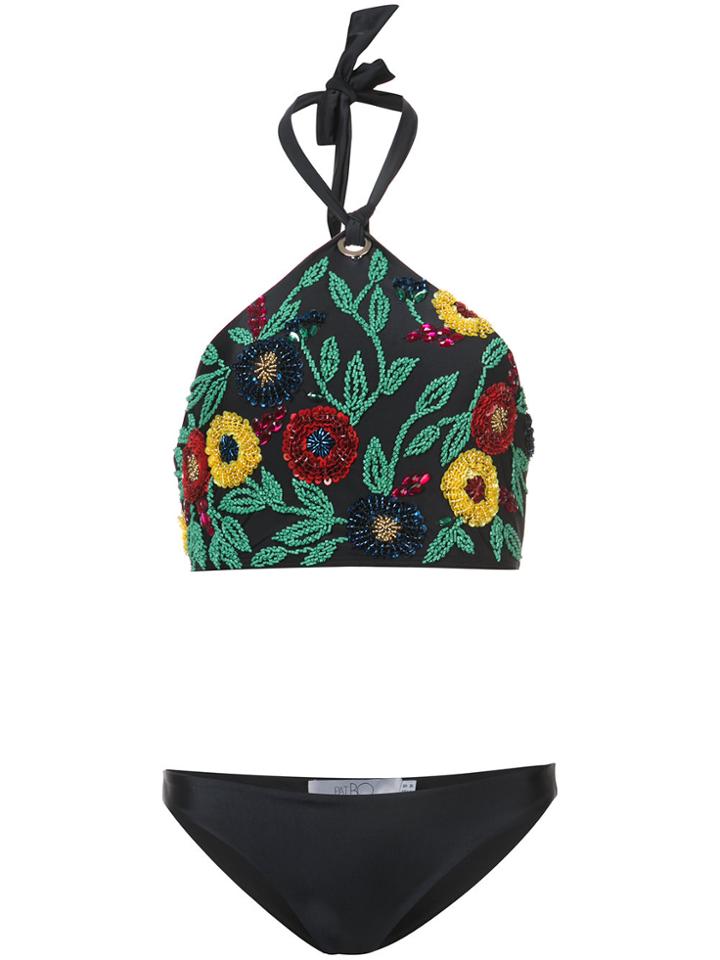 Patbo Beaded Floral Bikini - Black