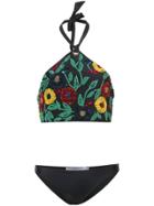 Patbo Beaded Floral Bikini - Black
