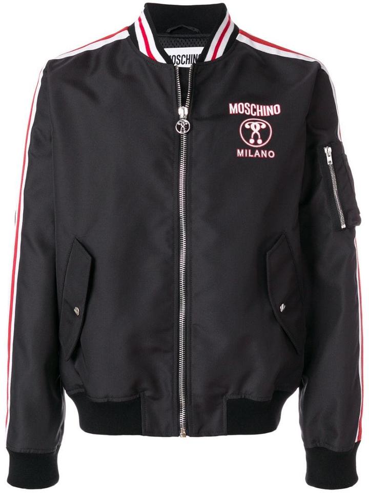 Moschino Double Question Mark Bomber Jacket - 1555 Black Multi