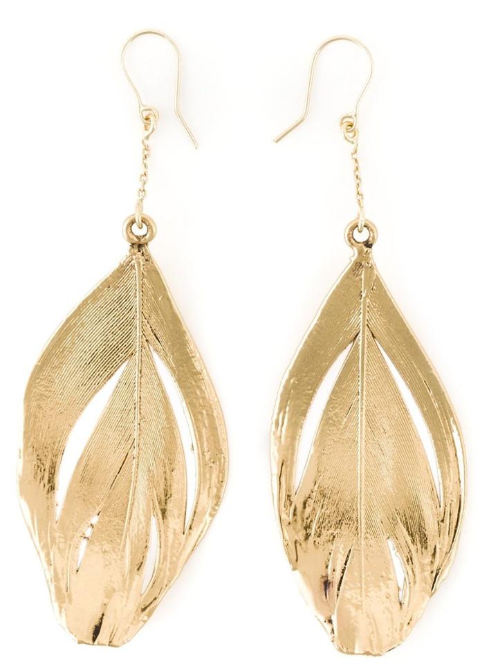 Aurelie Bidermann Swan Feather Earrings - Metallic