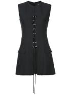 Derek Lam Tuxedo Vest With Lacing Detail - Black
